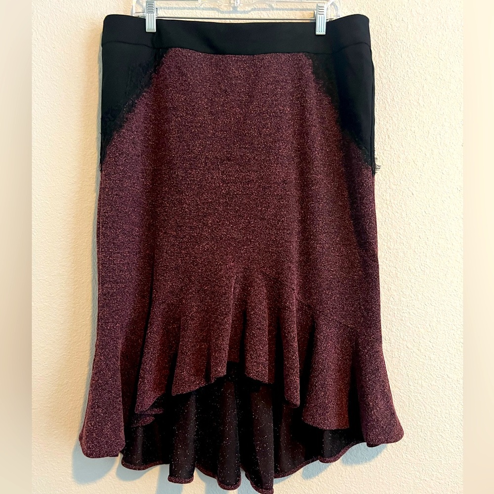 NWT New York & Co High Low Ruffle Bottom Textured Skirt - Size XL